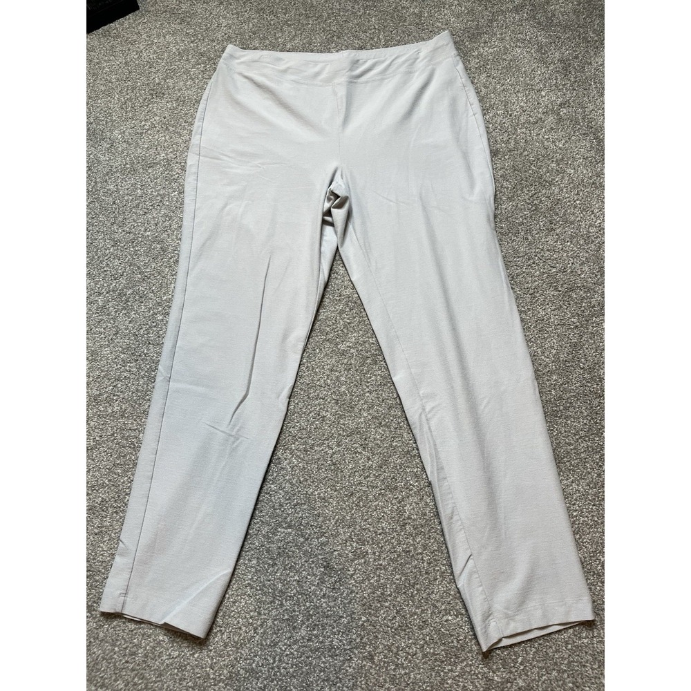 Eileen Fisher Ankle Pants Crepe Washable Pull On Cream White L Comfort